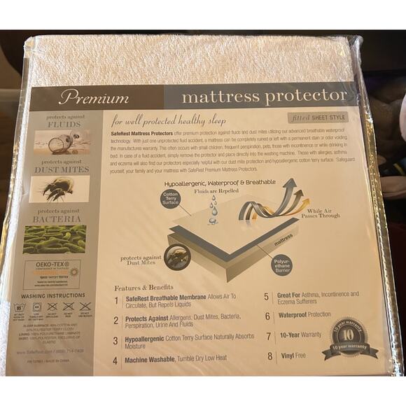 SafeRest Twin Size Premium Hypoallergenic Waterproof Mattress Protector - Picture 2 of 2